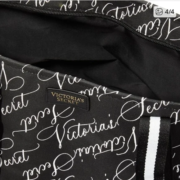 Victoria's Secret Black and White Script Tote - Picture 4 of 4